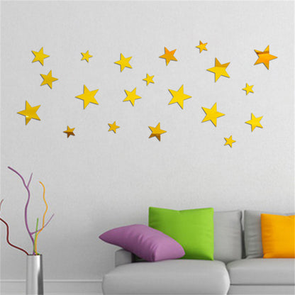 Stars Acrylic Mirror Wall Sticker Gold Silver Self-Adhesive Wall Decoration Decals Home Decor for Kids Room