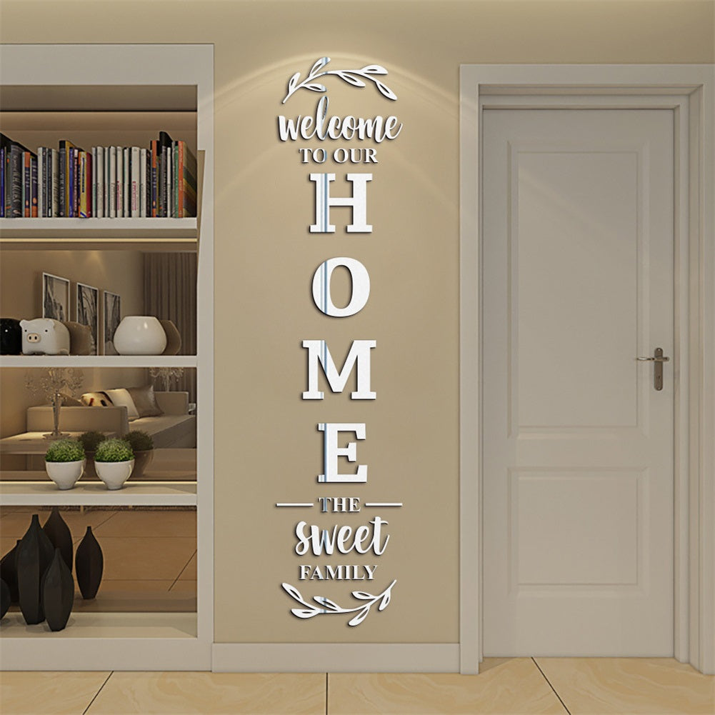 Welcome to Home Acrylic Mirror Wall Art for Door Entrance Decoration