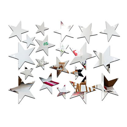 Stars Acrylic Mirror Wall Sticker Gold Silver Self-Adhesive Wall Decoration Decals Home Decor for Kids Room