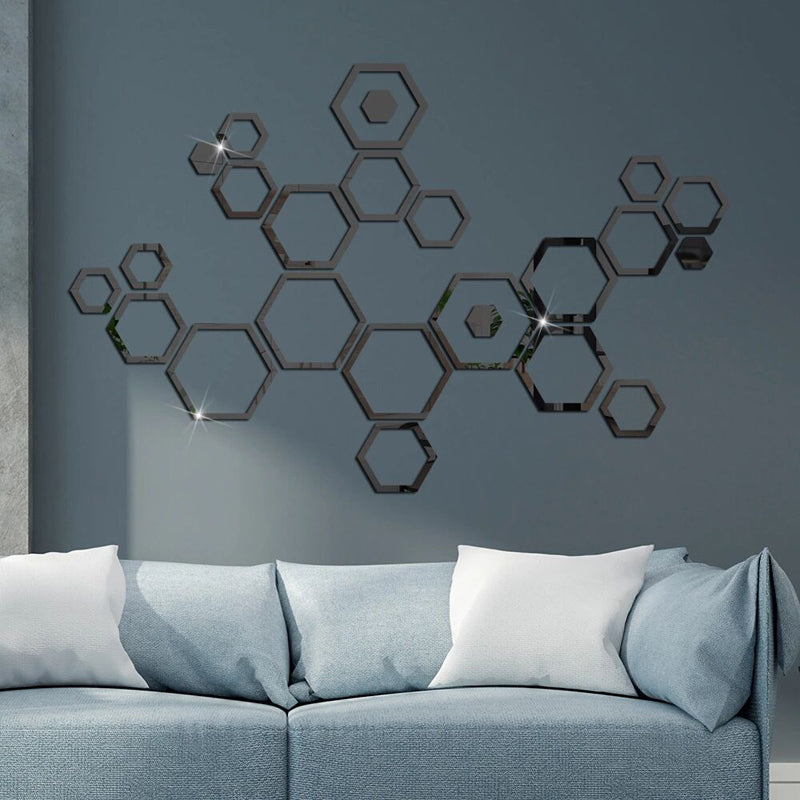 Hexagon 3D Mirror Wall stickers Living room Bedroom Creative Self adhesive decoration Honey comb Waterproof Stickers Home decor