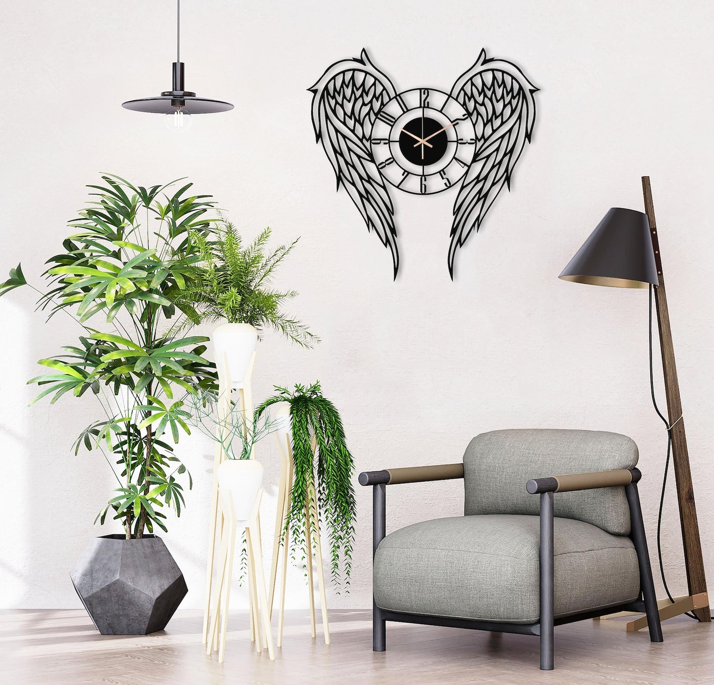 Angel wings Wall Clock For Girls Room Decors