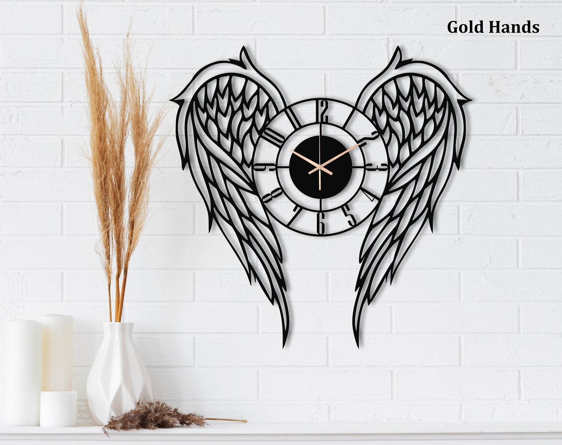 Angel wings Wall Clock For Girls Room Decors