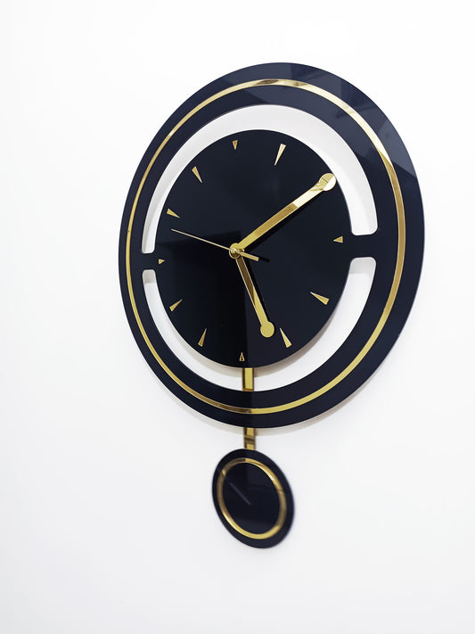 Modern Pendulum Wall clock gold and black color of modern home decors