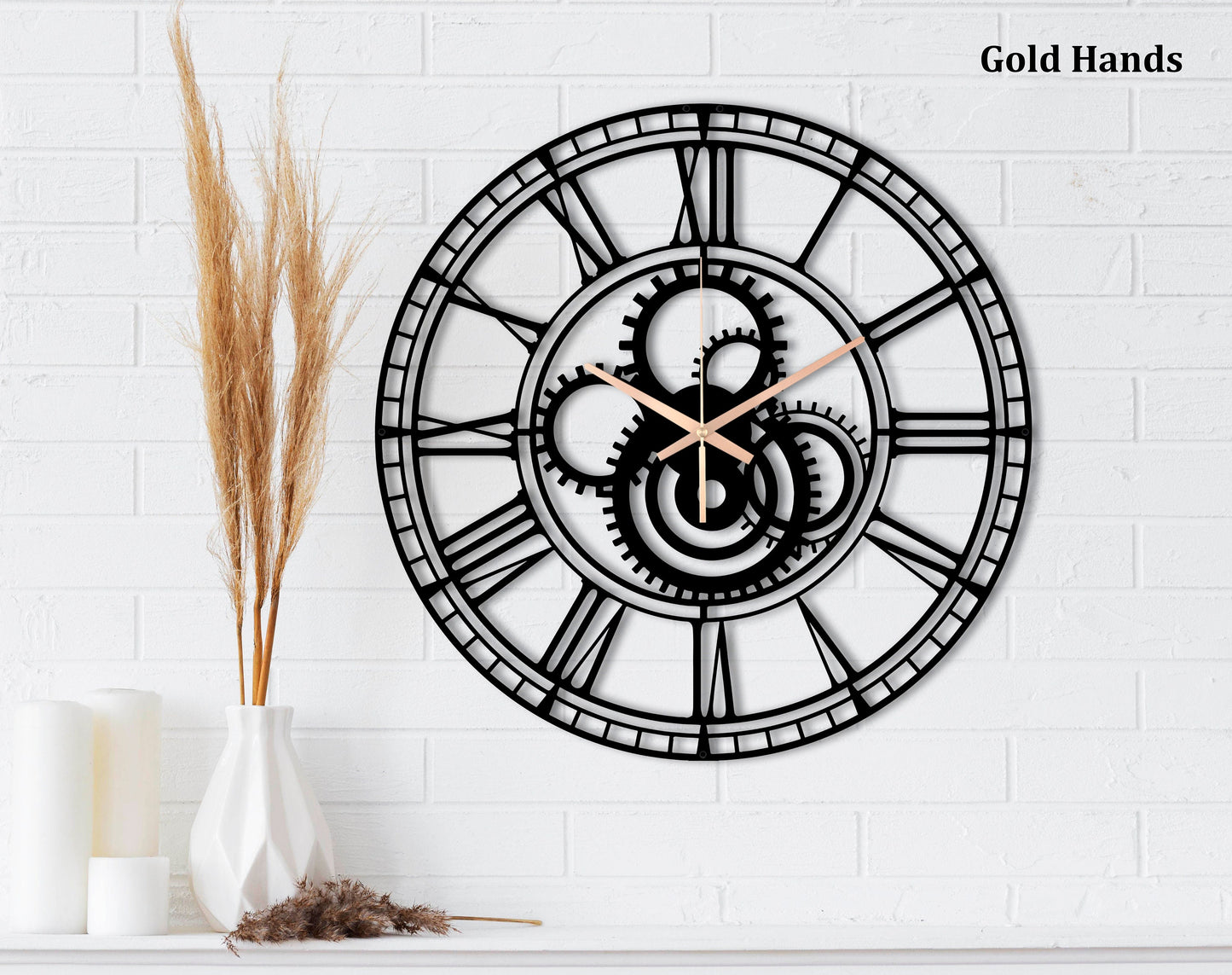 Gear Wall Clock Wood, Office Wall Hanging Decoration