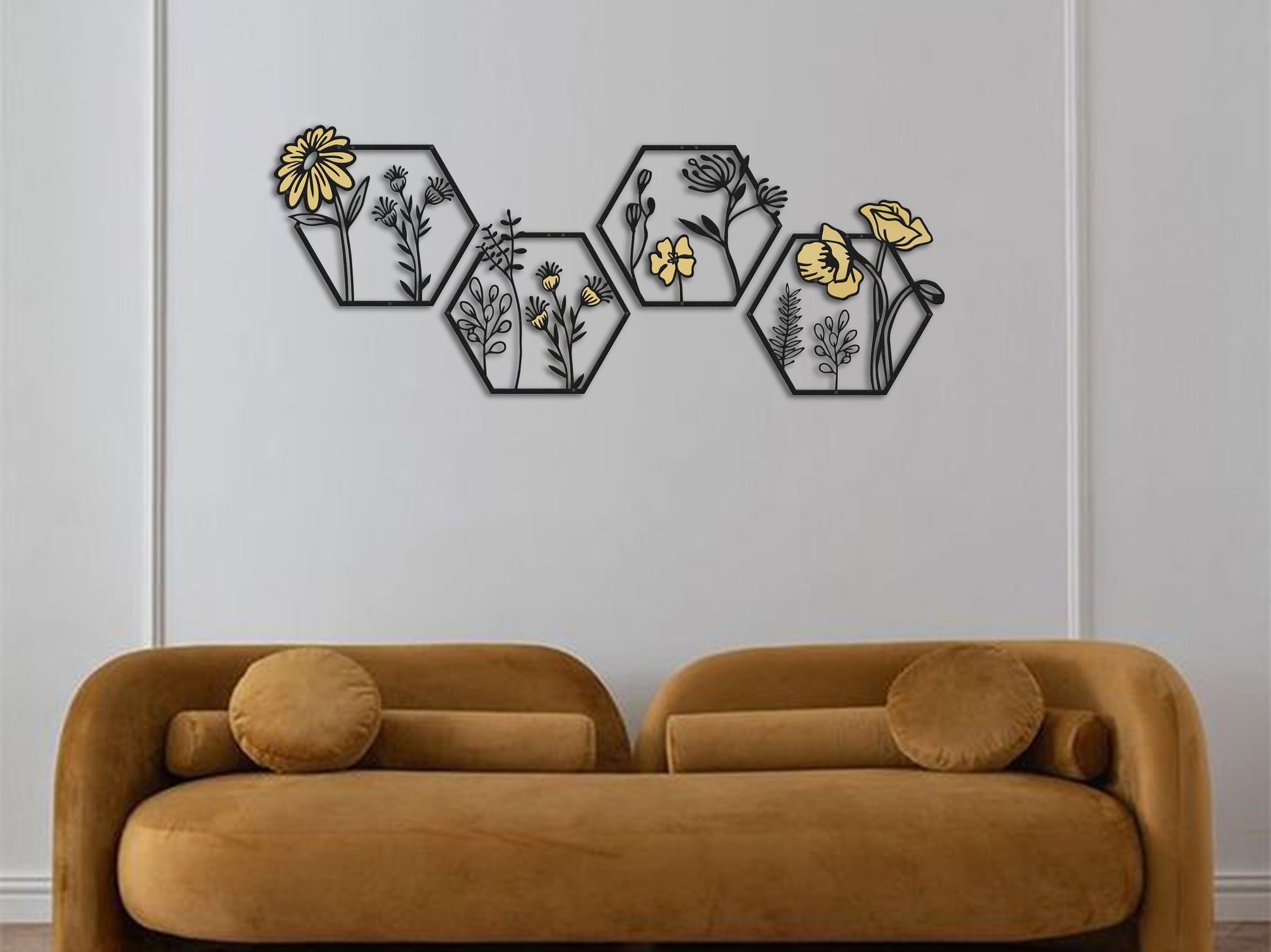 Hexagon Wall Art set of 4 for Girls room decors