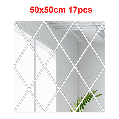 Diamonds Triangles Mirror Wall Decals | DIY 3D Acrylic Stickers for Modern Home Decor - 17/32/58 Pieces