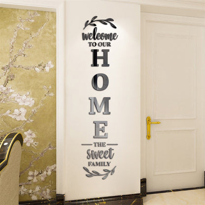 Welcome Home Family Acrylic Mirror Sticker, Home Decor Mirror Wall Sticker Living Room Decoration