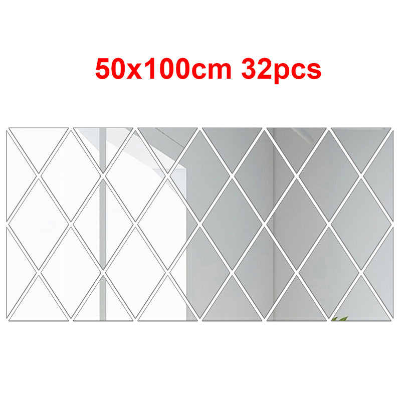 Diamonds Triangles Mirror Wall Decals | DIY 3D Acrylic Stickers for Modern Home Decor - 17/32/58 Pieces