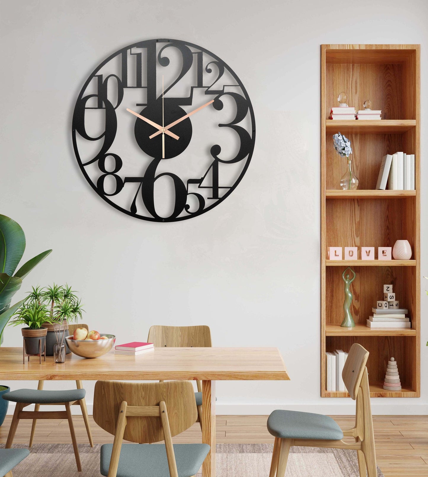 Unique Wall Clock Wood, Home Wall Hanging Decoration