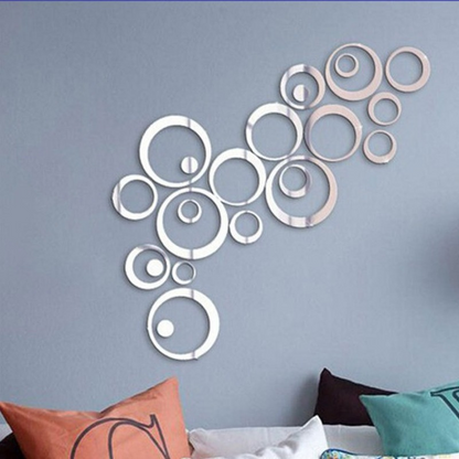 Rings Acrylic Stereo Mirror Wall Stickers Background Circle Home Decoration DIY