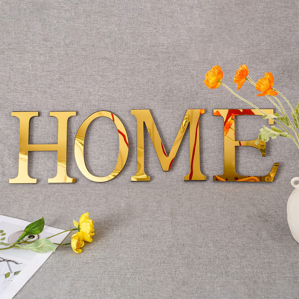 Custom 3D Acrylic Mirror Silver & Gold English Letters DIY Wall Sticker Decoration Art Bedroom Festival Party Creative Home Decoration