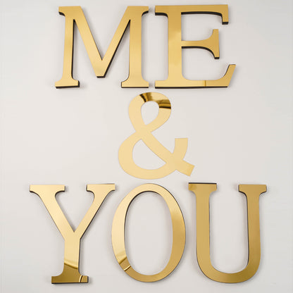 Custom 3D Acrylic Mirror Silver & Gold English Letters DIY Wall Sticker Decoration Art Bedroom Festival Party Creative Home Decoration