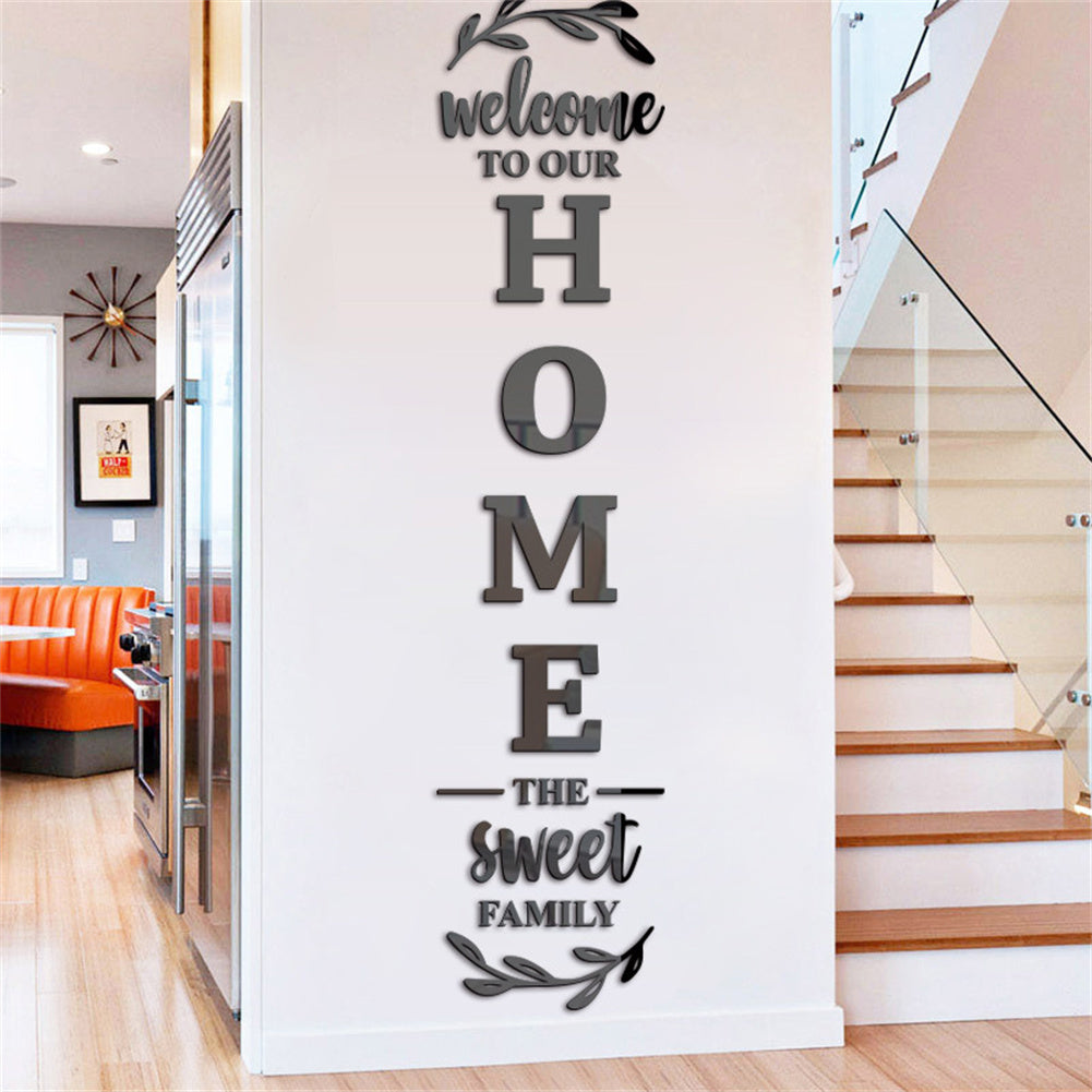 Welcome Home Family Acrylic Mirror Sticker, Home Decor Mirror Wall Sticker Living Room Decoration