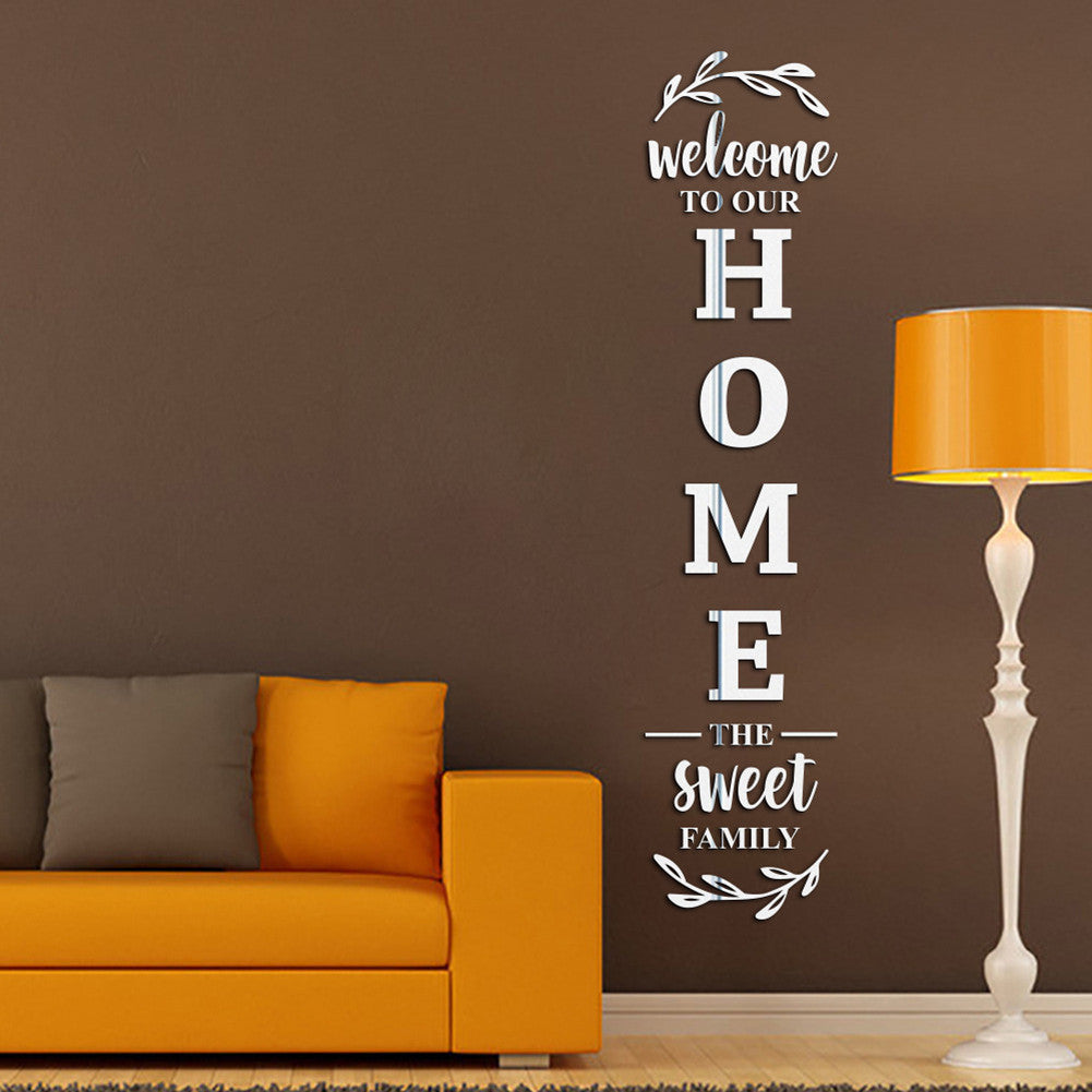 Welcome Home Family Acrylic Mirror Sticker, Home Decor Mirror Wall Sticker Living Room Decoration